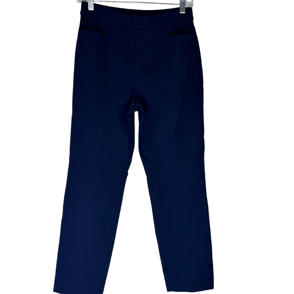 Susan Graver Smart Ponte Knit Slim Leg Pant Womens XSP Navy Blue Petite Trousers